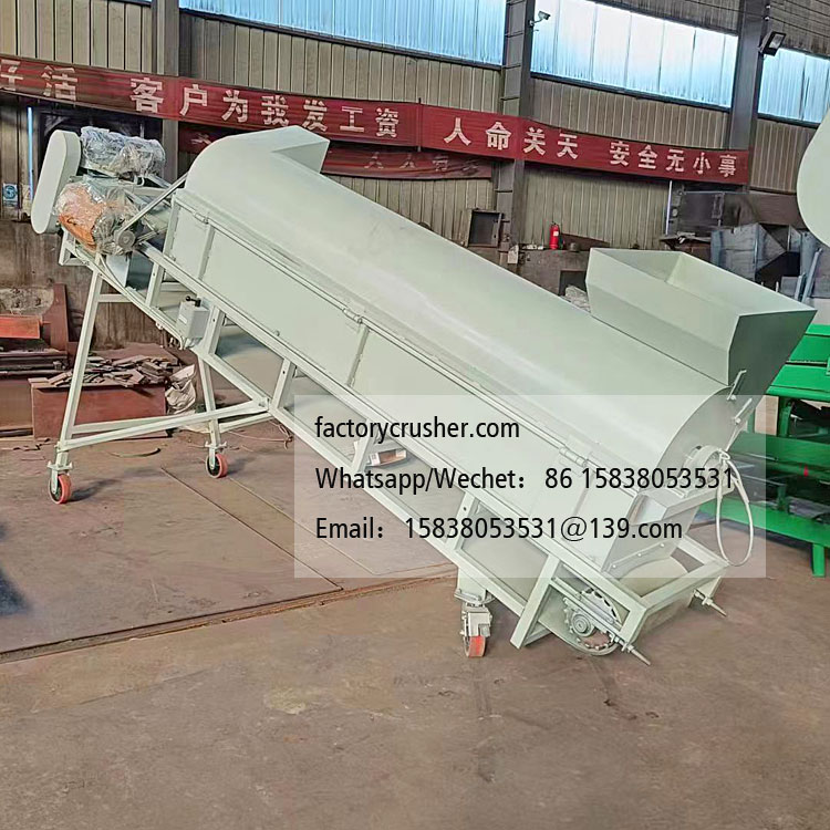Forklift-fed waste mushroom bag shredder, edible mushroom substrate crushing and separation machine.