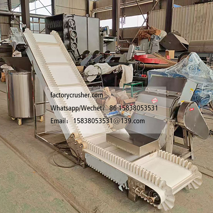 Stainless steel ice crusher + conveyor and mixing production line