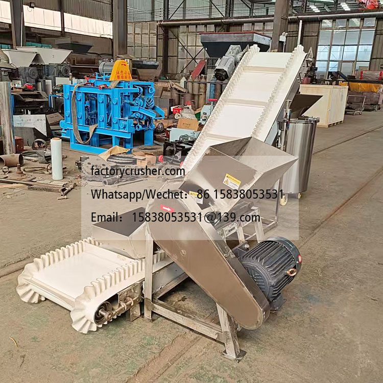 Stainless steel ice crusher + conveyor and mixing production line