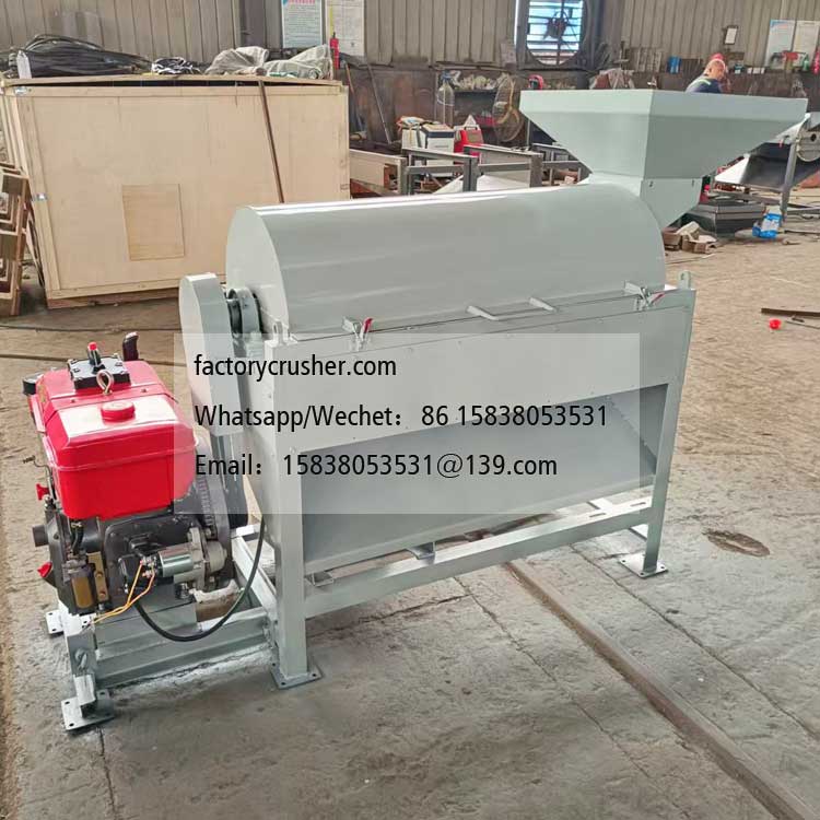 Diesel-powered coconut shell crusher