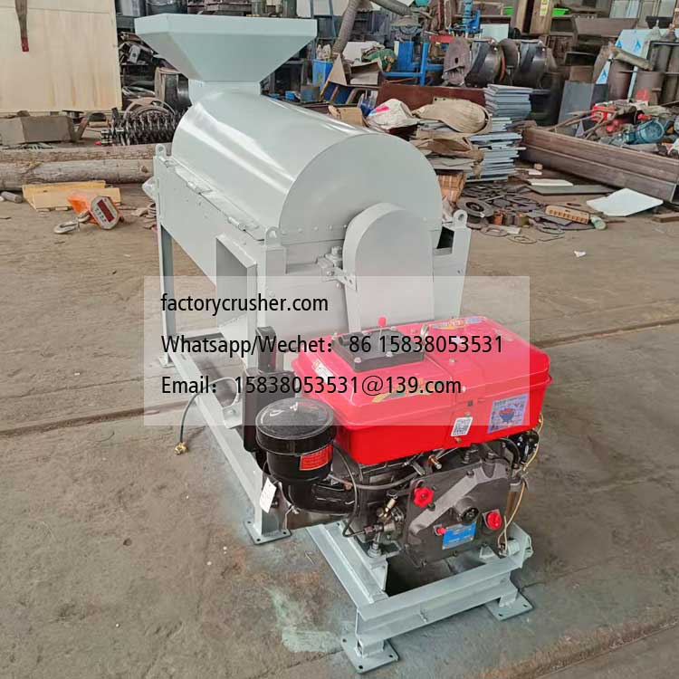 Diesel-powered coconut shell crusher