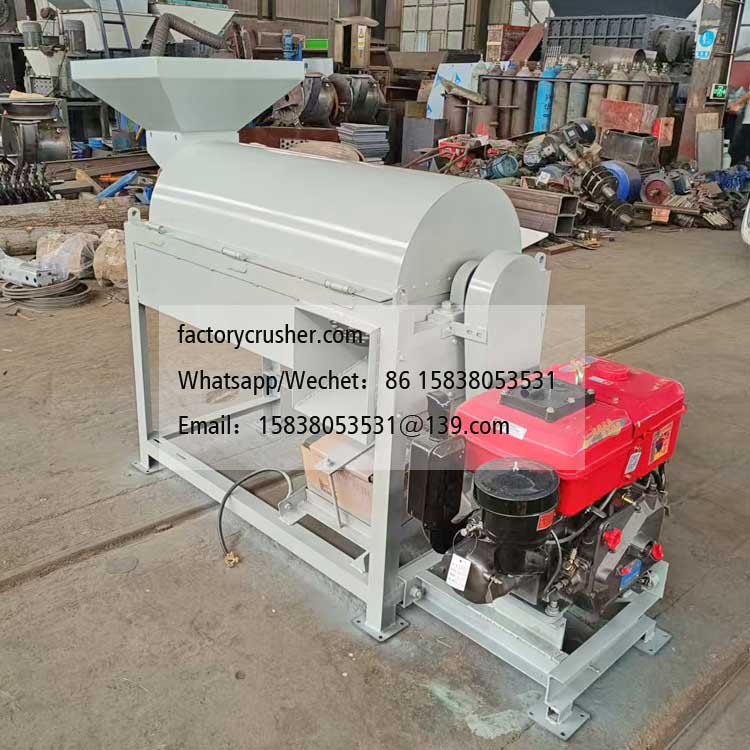 Diesel-powered coconut shell crusher