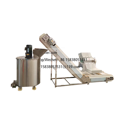 Stainless steel ice crusher + conveyor and mixing production line